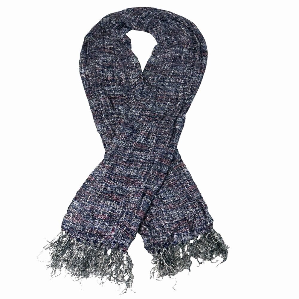 Mucros Weavers Ireland Multicolor Mohair Scarf 70" x 13" Fringe Boho Artsy Cozy